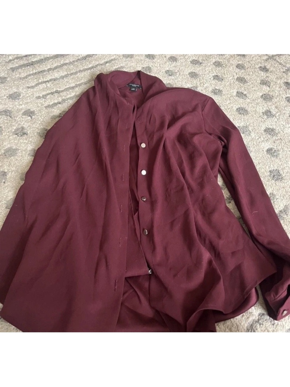 Ann Taylor Burgundy Button-Down Shirt